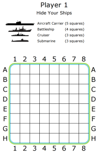 As fun as the board game with no little pieces! This printable, two-player pen and paper Battleship game is very fun, and will keep your kids entertained for a surprisingly long time!