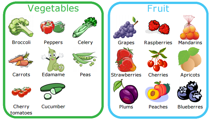 Can your kids identify all their fruits and vegetables! Try a lunch packing checklist to help them learn.