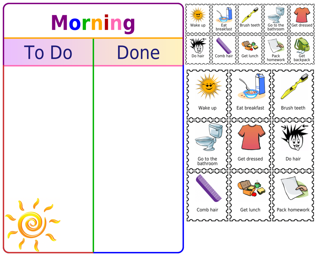 Printable Morning Routine To Do / Done Board & 20 Picture Clips